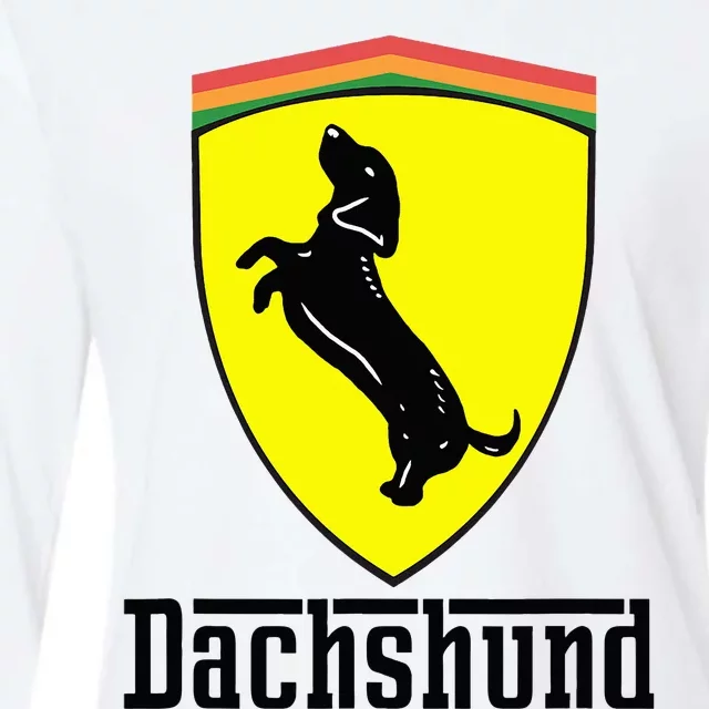 Dachshund Racing Yellow Womens Cotton Relaxed Long Sleeve T-Shirt