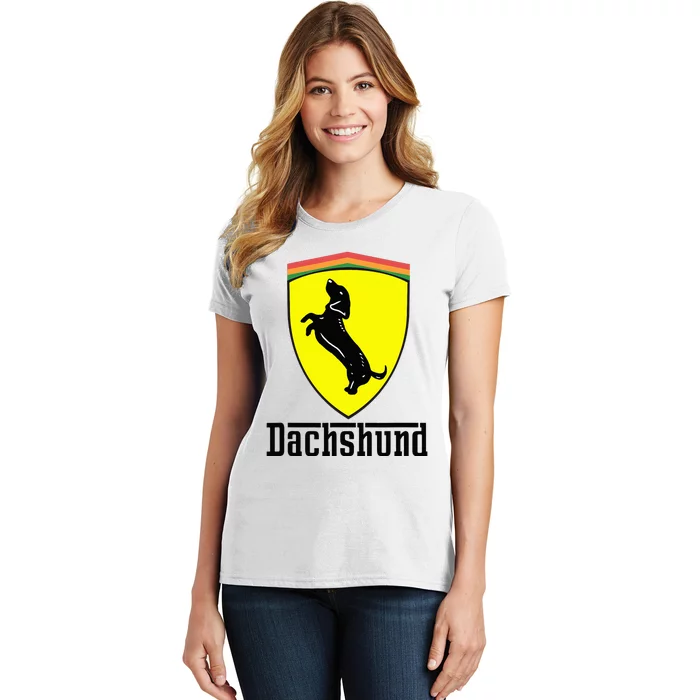 Dachshund Racing Yellow Women's T-Shirt