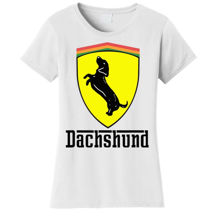 Dachshund Racing Yellow Women's T-Shirt