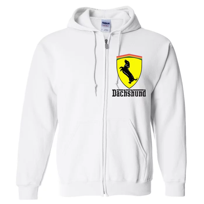 Dachshund Racing Yellow Full Zip Hoodie