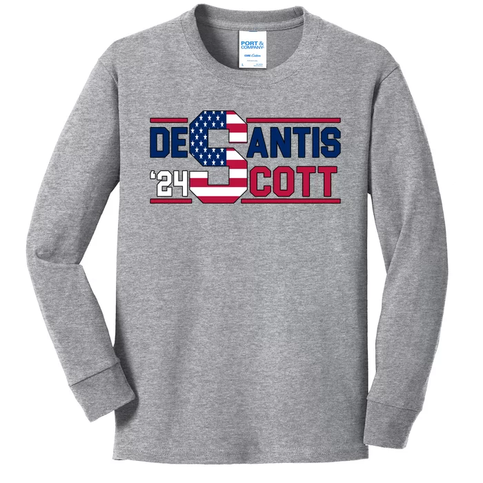 Desantis Scott 2024 Election USA Kids Long Sleeve Shirt