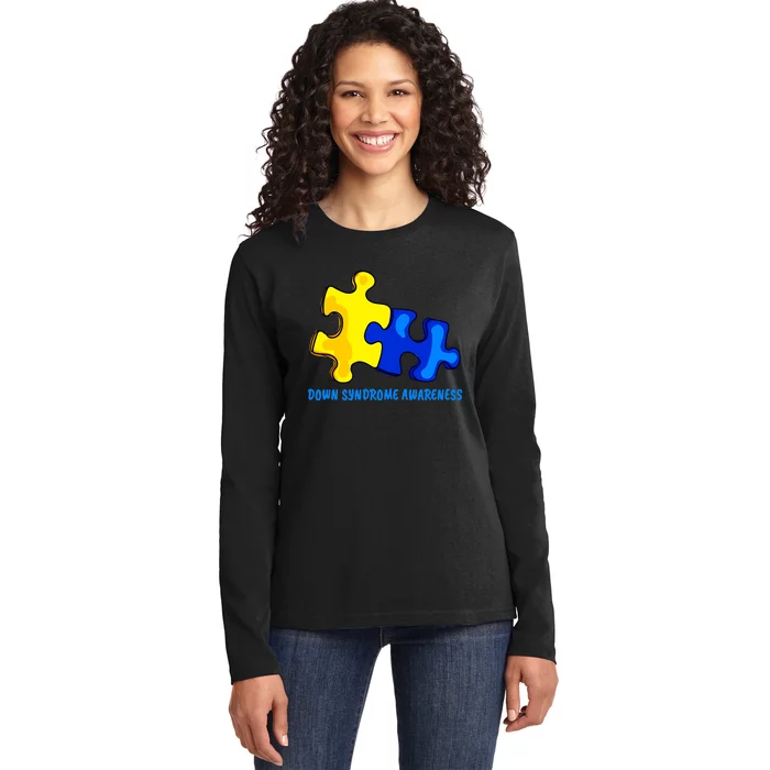 Down Syndrome 21 March Puzzle Down Syndrome Awareness Day Ladies Long Sleeve Shirt