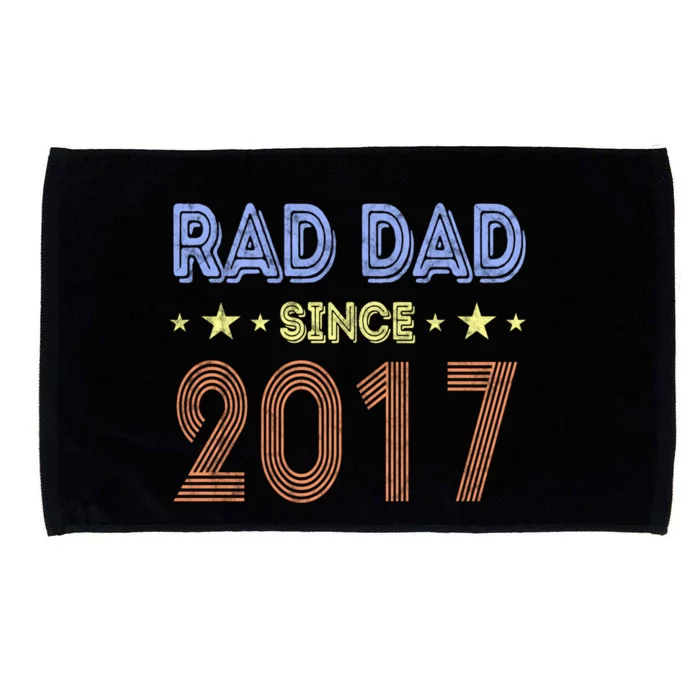 Dad Since 2017 Rad Anniversary Fathers Day Vintage Funny Gift Microfiber Hand Towel