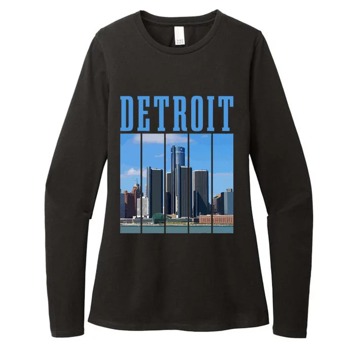 Detroit Skyline 313 Michigan Vintage Pride Womens CVC Long Sleeve Shirt