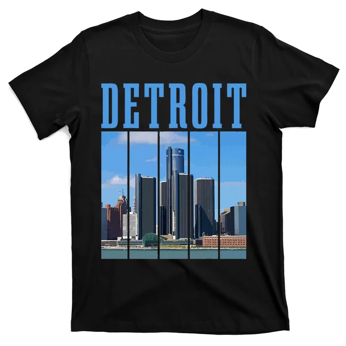 Detroit Skyline 313 Michigan Vintage Pride T-Shirt