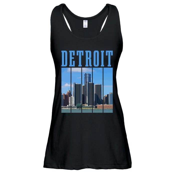 Detroit Skyline 313 Michigan Vintage Pride Ladies Essential Flowy Tank