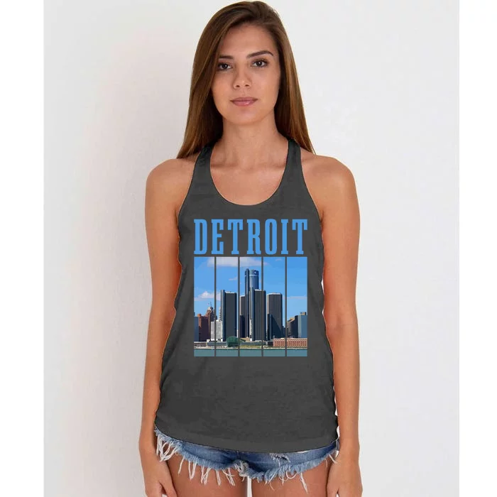 Detroit Skyline 313 Michigan Vintage Pride Women's Knotted Racerback Tank