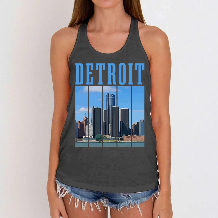 Detroit Skyline 313 Michigan Vintage Pride Women's Knotted Racerback Tank