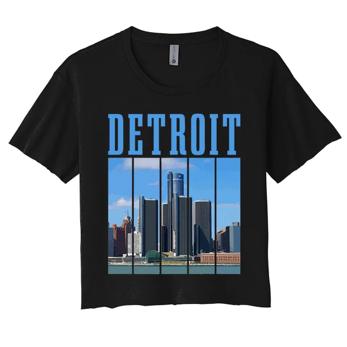 Detroit Skyline 313 Michigan Vintage Pride Women's Crop Top Tee