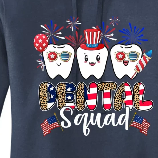 Dental Squad 4th of July America Flag Patriotic Dentist Women's Pullover Hoodie