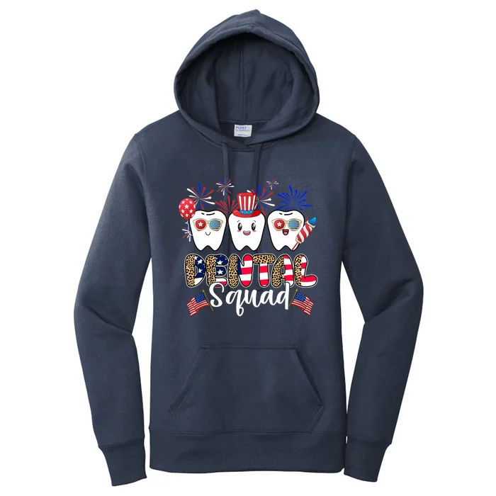 Dental Squad 4th of July America Flag Patriotic Dentist Women's Pullover Hoodie