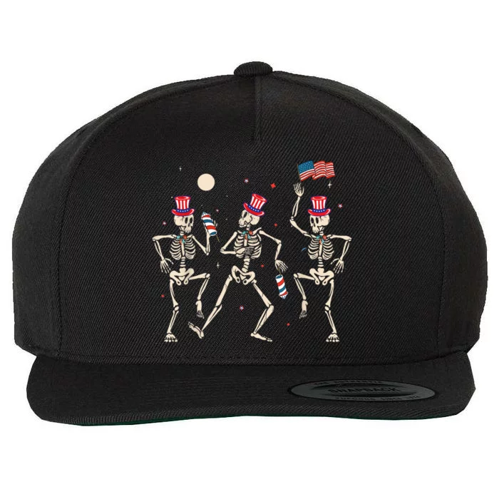 Dancing Skeleton 4th Of July Wool Snapback Cap