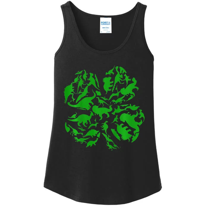 Dinosaur Shamrock 4 Leaf Clover St Patricks Day Ladies Essential Tank