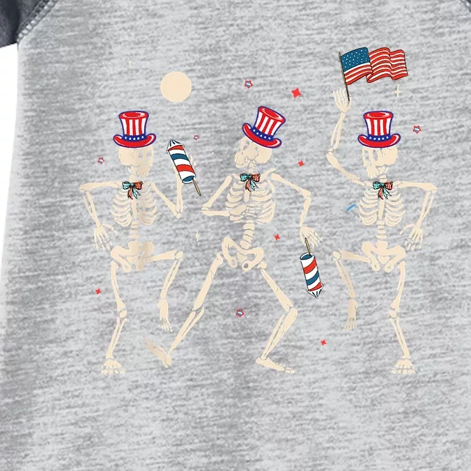 Dancing Skeleton 4th Of July American Flag Skellies Infant Baby Jersey Bodysuit