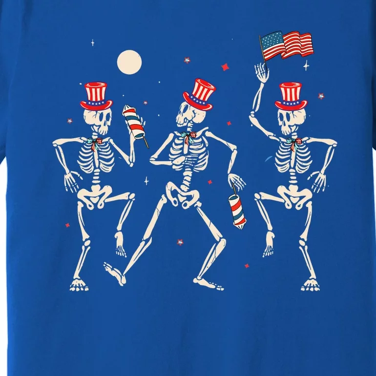 Dancing Skeleton 4th Of July American Flag Skellies Premium T-Shirt