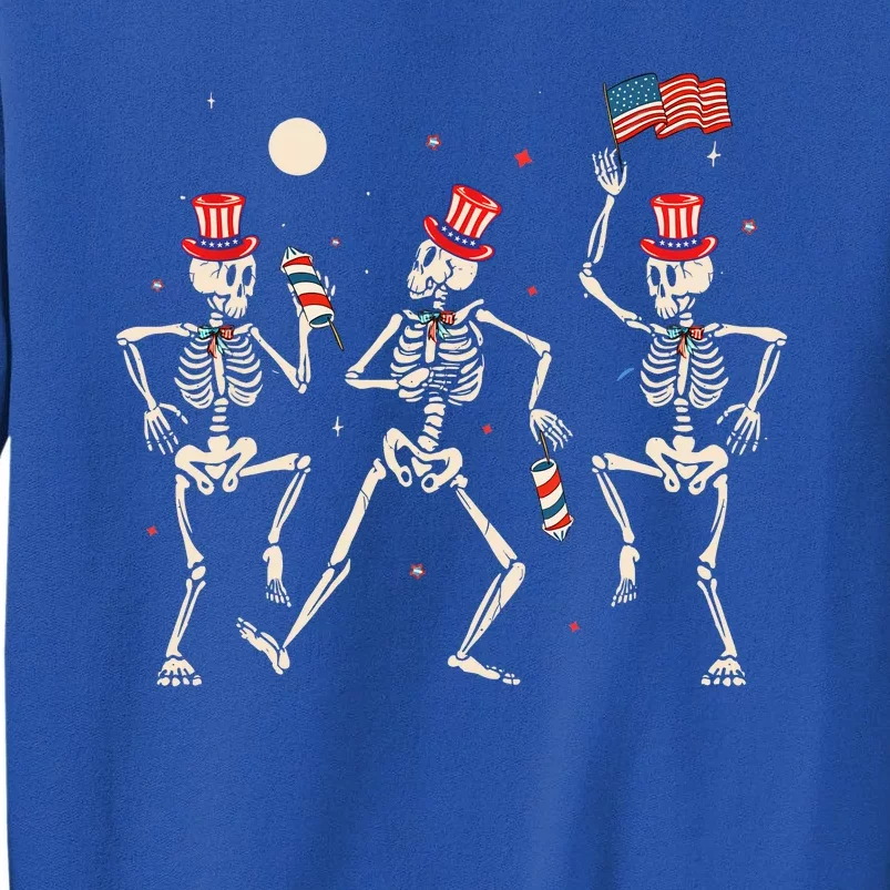 Dancing Skeleton 4th Of July American Flag Skellies Tall Sweatshirt