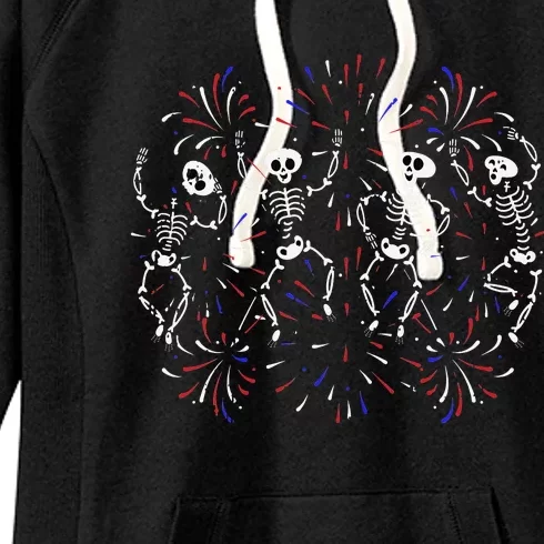 Dancing Skeleton 4th of July Funny Patriotic Dancer Women's Fleece Hoodie