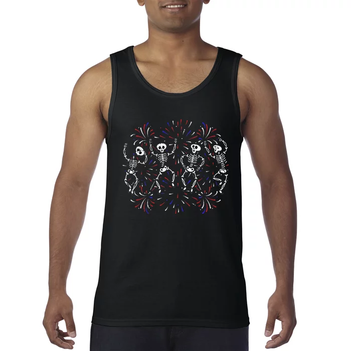 Dancing Skeleton 4th of July Funny Patriotic Dancer Tank Top