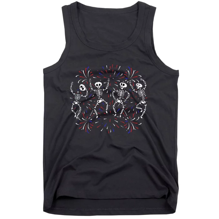 Dancing Skeleton 4th of July Funny Patriotic Dancer Tank Top