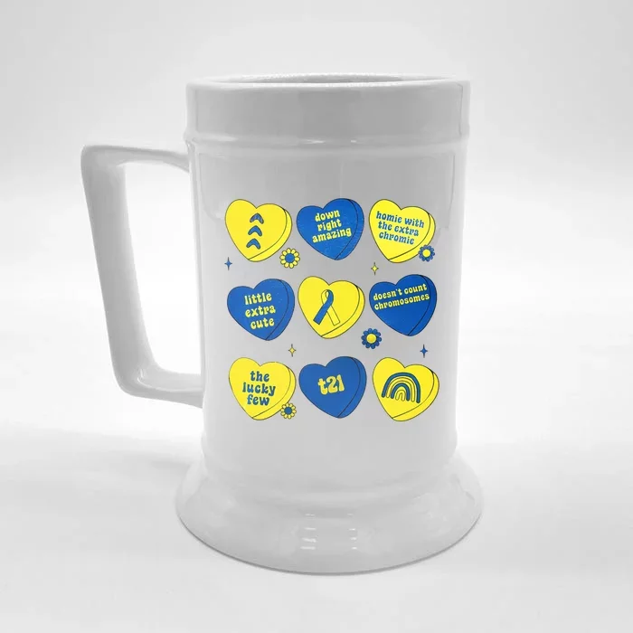 Down Syndrome Awareness Love T 21 Three Arrows Down Right Amazing Front & Back Beer Stein