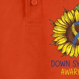 Down Syndrome Awareness Sunflower Ribbon Dry Zone Grid Performance Polo