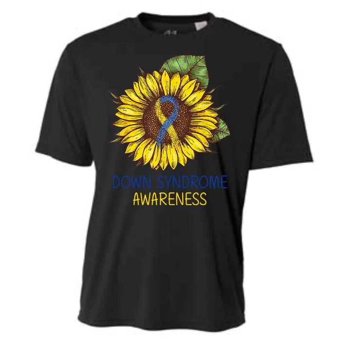 Down Syndrome Awareness Sunflower Ribbon Cooling Performance Crew T-Shirt