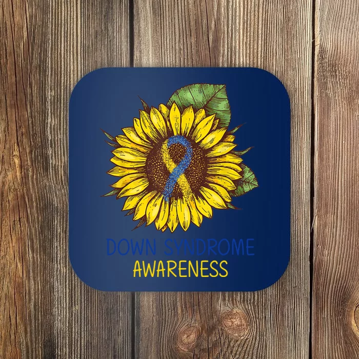 Down Syndrome Awareness Sunflower Ribbon Coaster