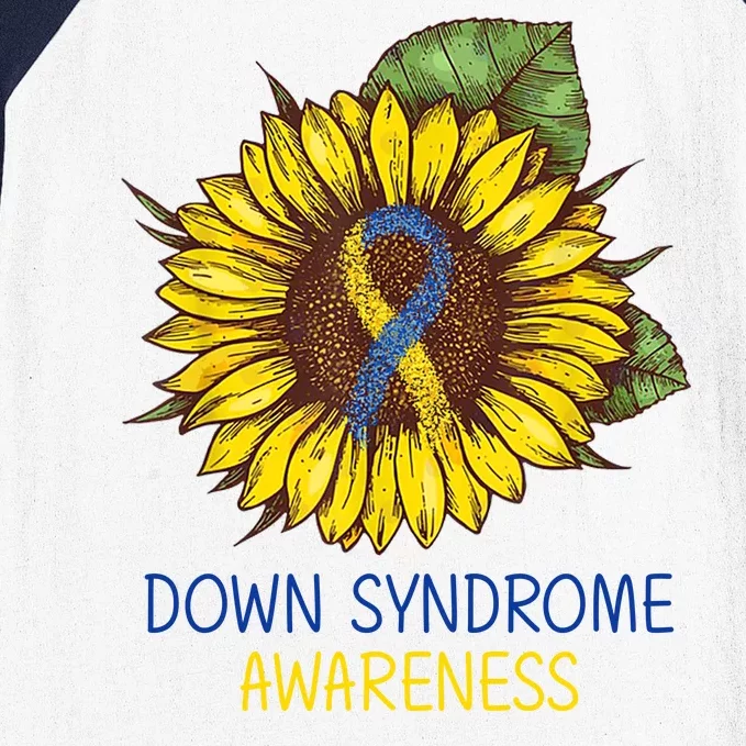 Down Syndrome Awareness Sunflower Ribbon Baseball Sleeve Shirt