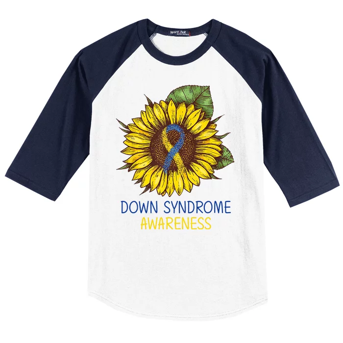 Down Syndrome Awareness Sunflower Ribbon Baseball Sleeve Shirt