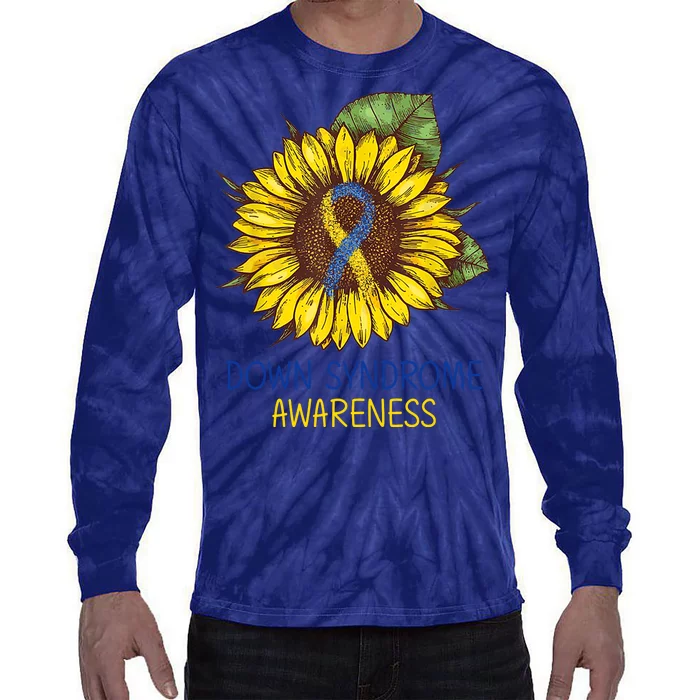 Down Syndrome Awareness Sunflower Ribbon Tie-Dye Long Sleeve Shirt