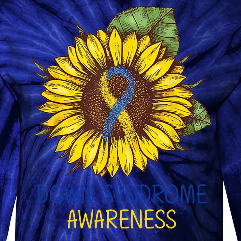 Down Syndrome Awareness Sunflower Ribbon Tie-Dye Long Sleeve Shirt