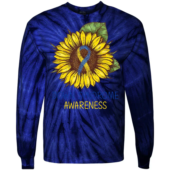 Down Syndrome Awareness Sunflower Ribbon Tie-Dye Long Sleeve Shirt