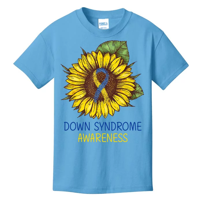 Down Syndrome Awareness Sunflower Ribbon Kids T-Shirt