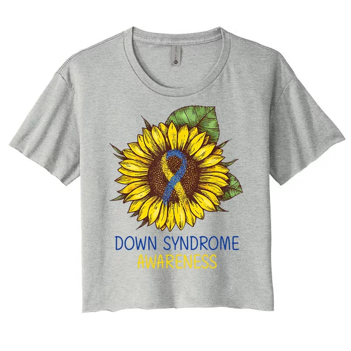 Down Syndrome Awareness Sunflower Ribbon Women's Crop Top Tee