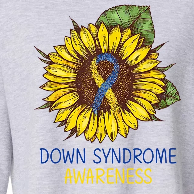 Down Syndrome Awareness Sunflower Ribbon Cropped Pullover Crew