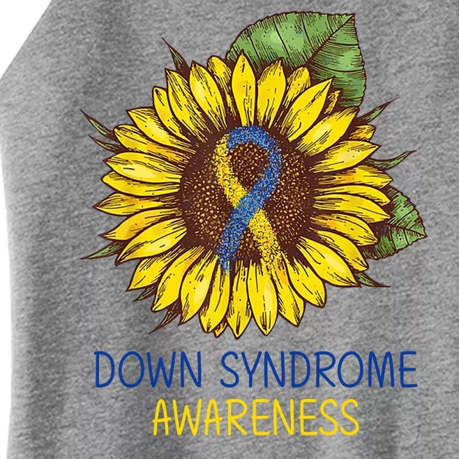 Down Syndrome Awareness Sunflower Ribbon Women’s Perfect Tri Rocker Tank