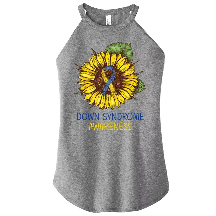 Down Syndrome Awareness Sunflower Ribbon Women’s Perfect Tri Rocker Tank