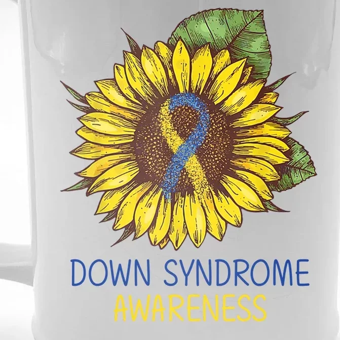 Down Syndrome Awareness Sunflower Ribbon Front & Back Beer Stein