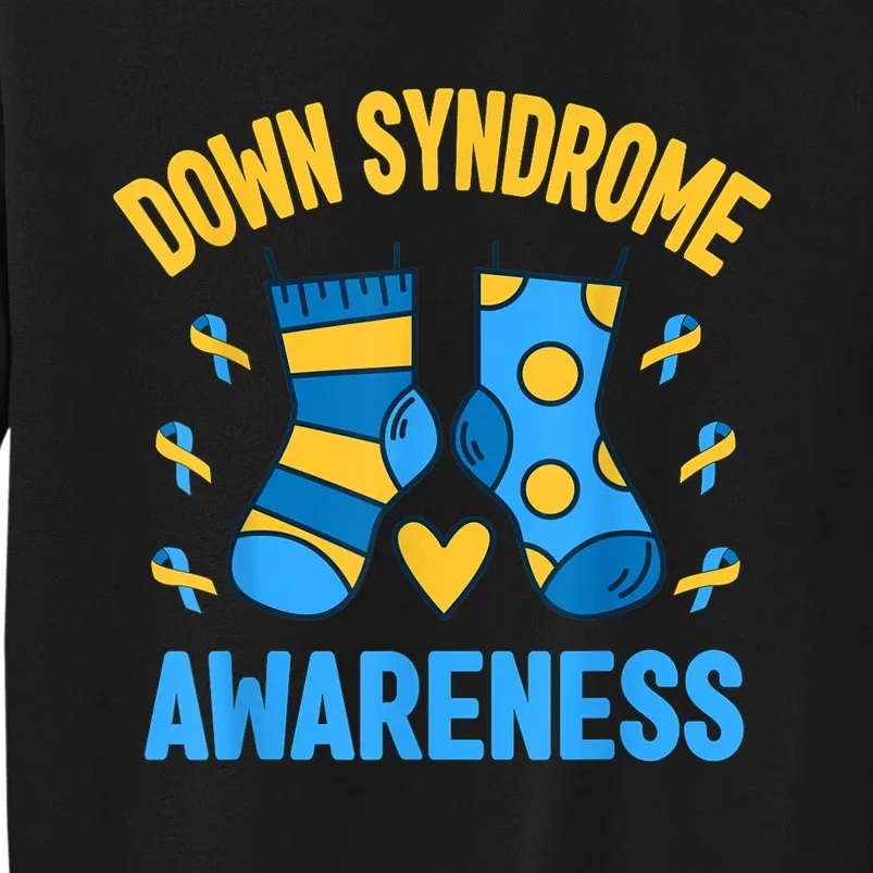 Down Syndrome Awareness Socks T21 Blue Yellow Ribbon Tall Sweatshirt