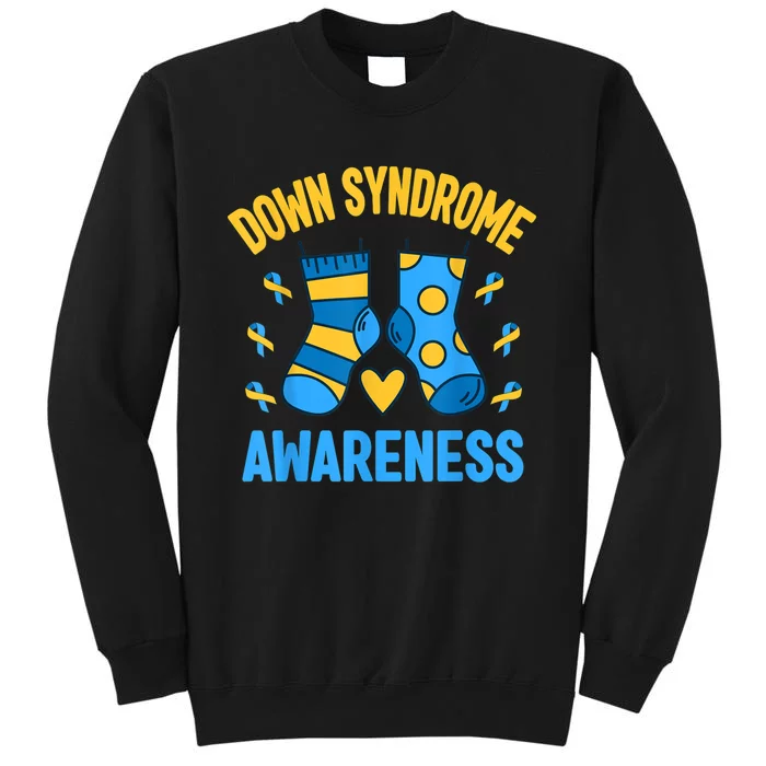 Down Syndrome Awareness Socks T21 Blue Yellow Ribbon Tall Sweatshirt