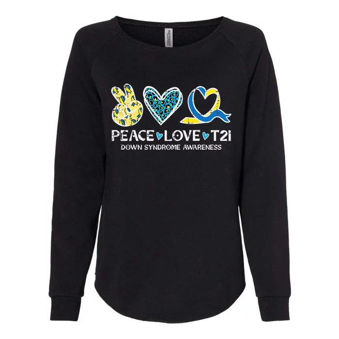 Down Syndrome Awareness Peace Love T21 WDSD Womens California Wash Sweatshirt