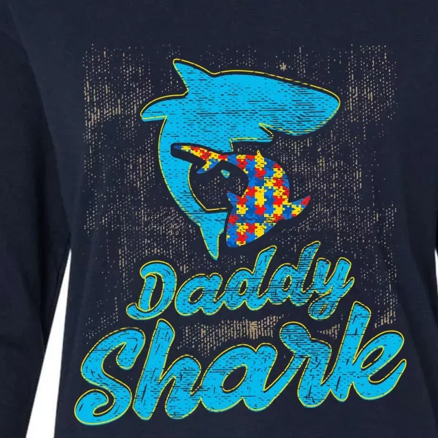 Daddy Shark Autism Awareness For Dad Father Womens Cotton Relaxed Long Sleeve T-Shirt