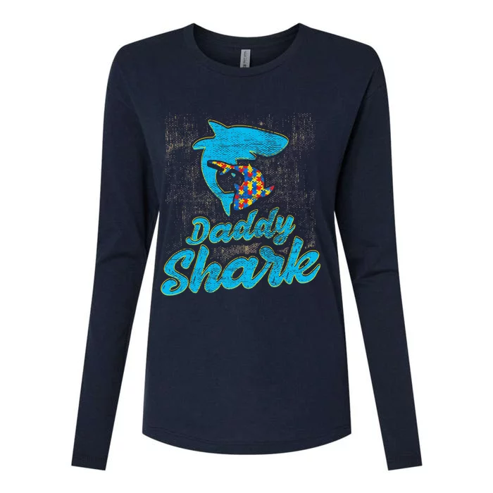 Daddy Shark Autism Awareness For Dad Father Womens Cotton Relaxed Long Sleeve T-Shirt