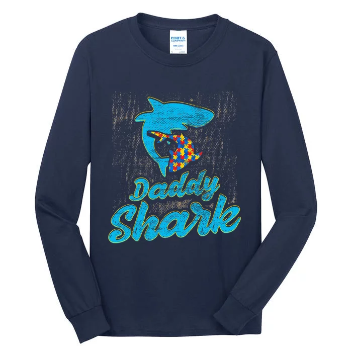 Daddy Shark Autism Awareness For Dad Father Tall Long Sleeve T-Shirt