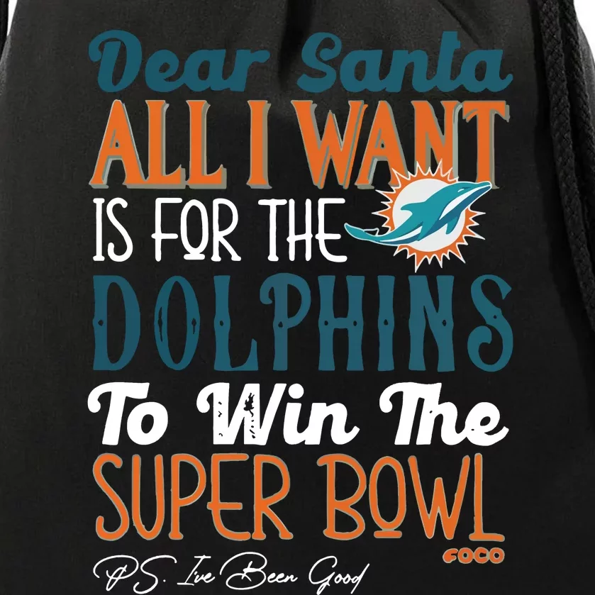 Dear Santa All I Want Is For The Miami To Win Drawstring Bag