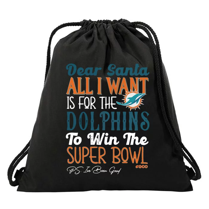 Dear Santa All I Want Is For The Miami To Win Drawstring Bag