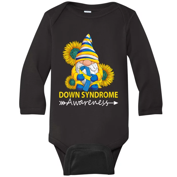 Down Syndrome Awareness  Gnome Down Right Perfect T21 kid Baby Long Sleeve Bodysuit