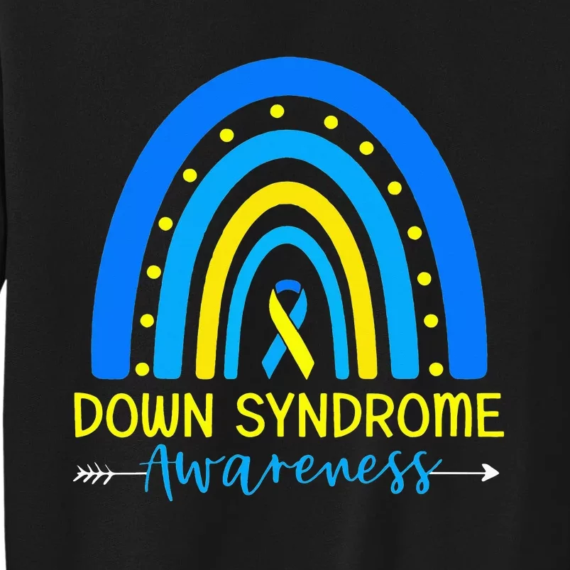 Down Syndrome Awareness Ribbon Boho Rainbow Yellow Blue Sweatshirt