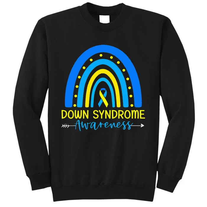 Down Syndrome Awareness Ribbon Boho Rainbow Yellow Blue Sweatshirt