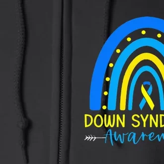 Down Syndrome Awareness Ribbon Boho Rainbow Yellow Blue Full Zip Hoodie